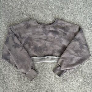 TNA Purple Charcoal Tie-Dye Cropped Sweatshirt (1/S)